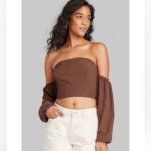 Target balloon long sleeve off the shoulder corset top